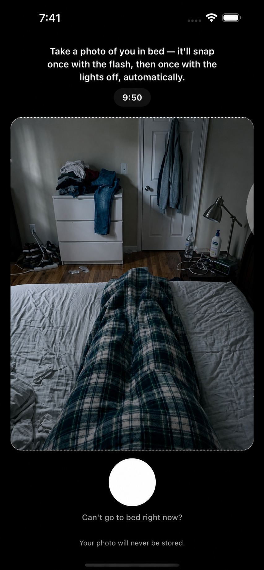 Bedtime alarm will not turn off until you physically go to bed